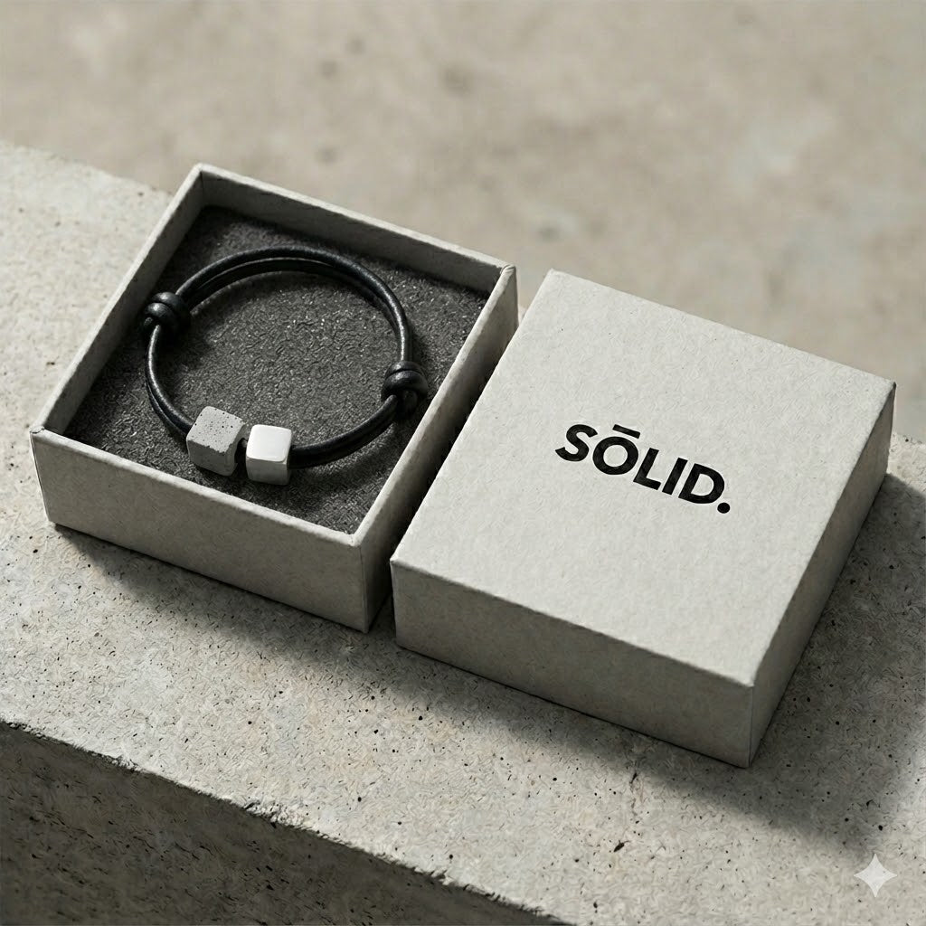 Pulsera modular dos cubos - Cemento y Plata